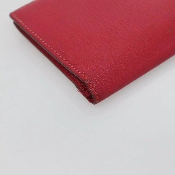 HERMES Wallet Leather Red Silver Auth 142361 - Picture 5 of 16